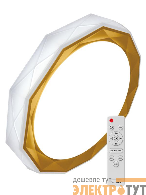 Светильник светодиодный PREMIUM SIESTA 75Вт 230В 3000-6500К 6000лм IP40 525х88мм настенно-потолочный управляемый с пультом ДУ КОСМОС KSSies75W