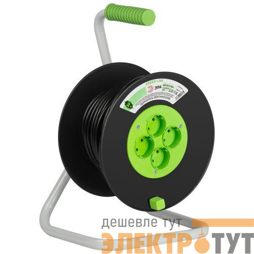 Удлинитель на пластик. катушке 4х30м без заземл. KAT-2x1.5-30m Greenline ПВС 2х1.5 Эра Б0065083