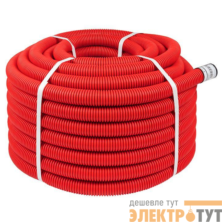 Труба гофрированная двустенная ПНД d40 с протяжкой SN13 красн. (уп.50м) EKF tg2st-40-50m