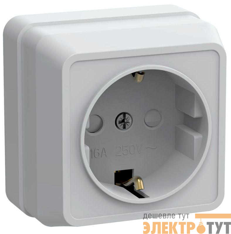 Розетка 1-м ОП Октава РСш20-3-ОБ 16А IP20 с заземл. защ. шторки бел. IEK ERO14-K01-16-DC