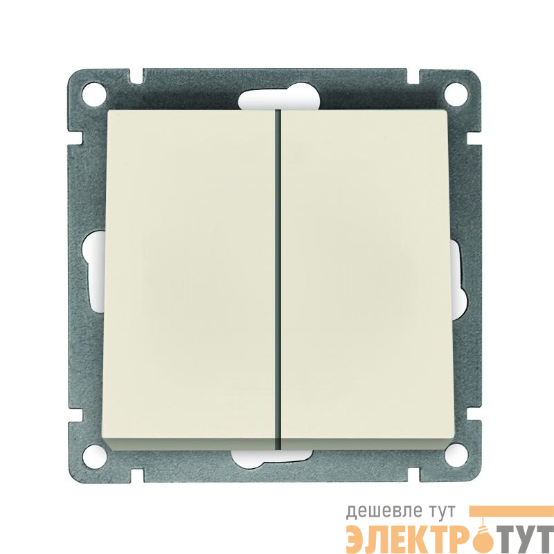 Выключатель 2-кл. СП Афина 10А IP20 механизм сл. кость (ivory) Universal A0023-I
