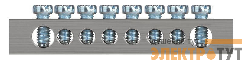 Шина PEN земля-ноль 6х9мм 8/2 никелированная с креплениями по краям NO-224-83 Эра Б0062979