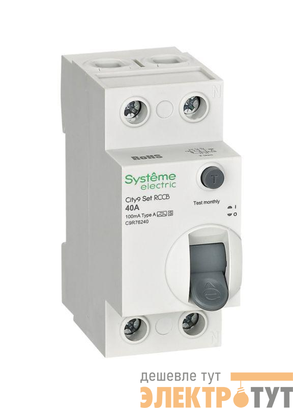 Выключатель дифференциального тока City9 Set 2п 40А 100мА A-S 230В SE C9R76240