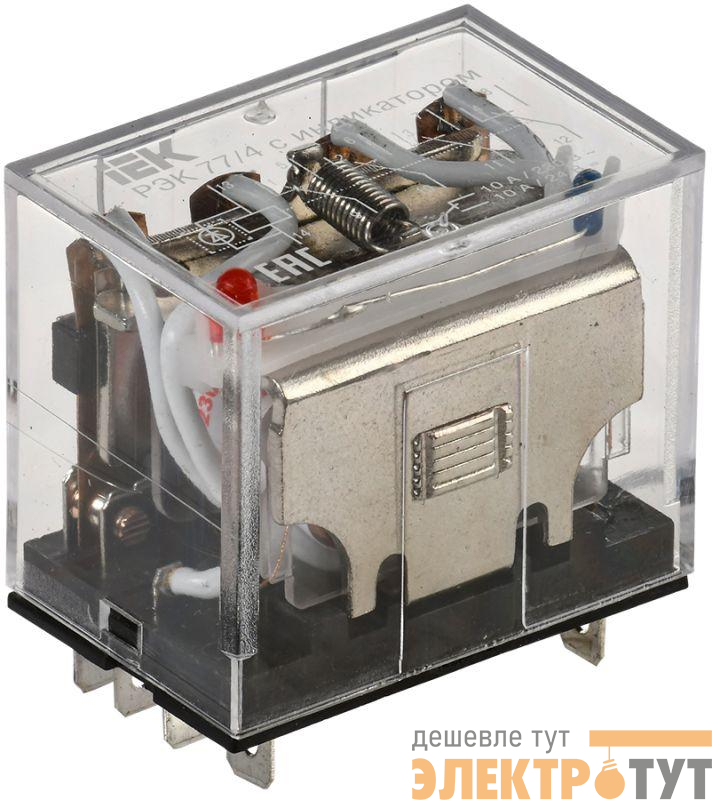Реле РЭК 77-4(LY4) 10А 230В AC с индикацией IEK RRP10-4-10-220A-LED
