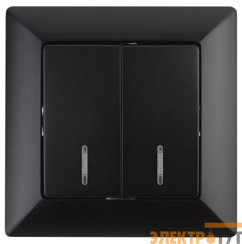 Выключатель 2-кл. СП Solo 4-105-05 10А 250В IP20 с подсветкой Solo антрацит Intro Б0053597