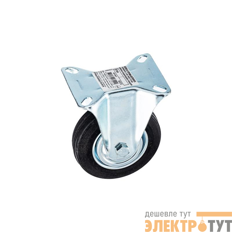 Колесо промышленное неповоротное стальной обод с резиновой шиной и роликоподшипником площадка d100 (уп.1шт) Tech-Krep/Zitar 151212