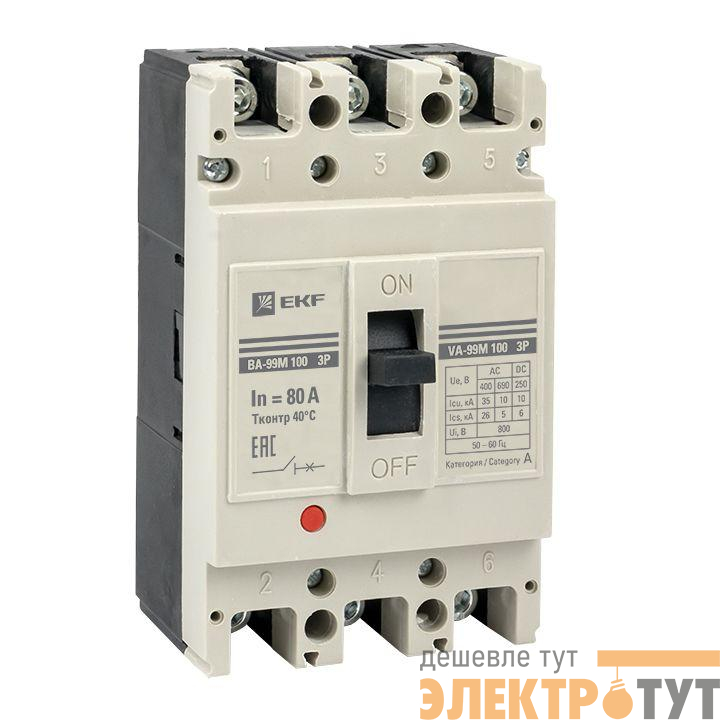 Выключатель автоматический 3п 100/80А 35кА ВА-99М PROxima EKF mccb99-100-80m