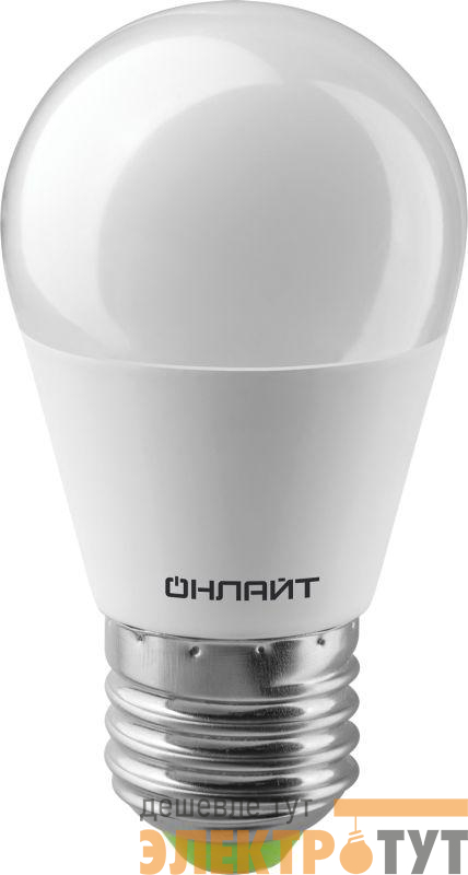 Лампа светодиодная 61 137 OLL-G45-8-230-6.5K-E27 8Вт шар 6500К холод. бел. E27 800лм 176-264В ОНЛАЙТ 61137