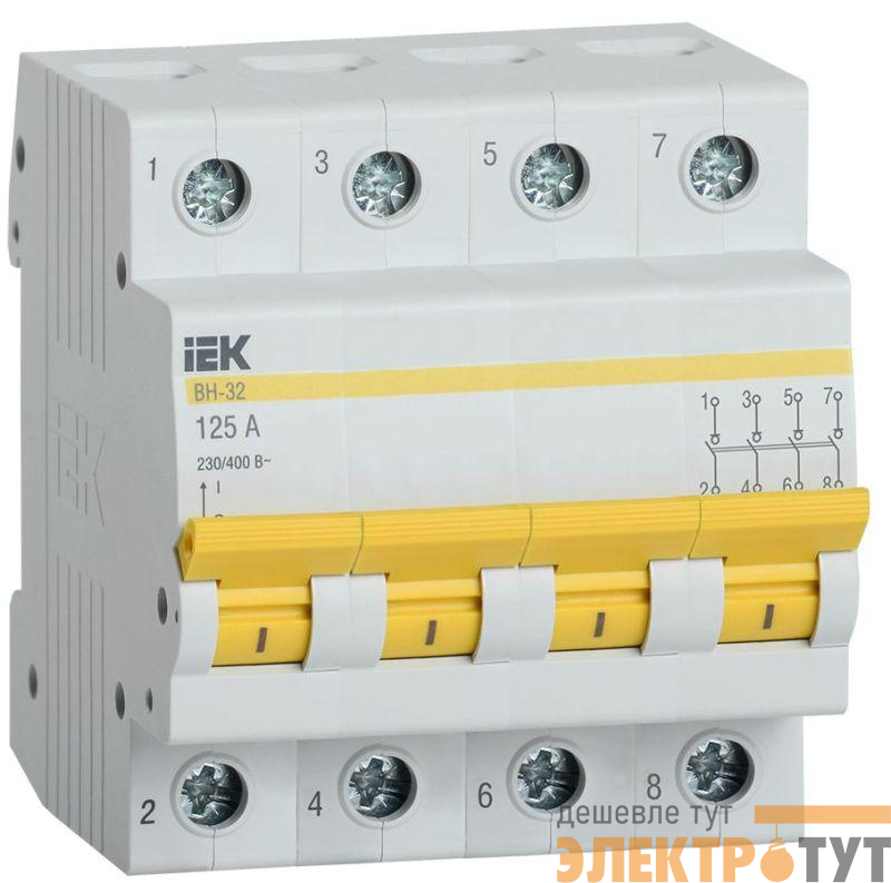 Выключатель нагрузки (мини-рубильник) 4п 125А ВН-32 KARAT IEK MNV10-4-125