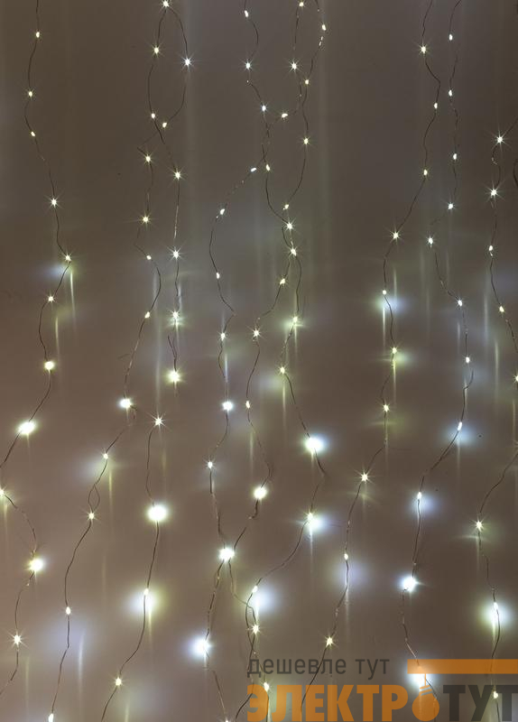 Гирлянда светодиодная "Дождь" 3х2м 240LED бел. 220В 8 режимов 1.5мм провод прозр. КОСМОС KOC_CUR-V107