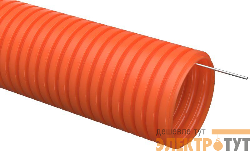 Труба гофрированная тяжелая ПНД d25мм с протяжкой оранж. (уп.50м) IEK CTG21-25-K09-050