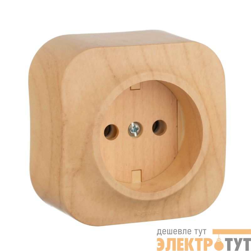 Розетка 1-м ОП Quteo 16А IP20 2P без заземл. без защ. шторок дерево IEK 782270