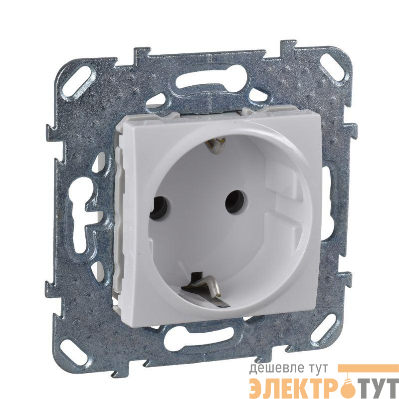 Механизм розетки 1-м СП Unica с заземл. бел. SchE MGU5.036.18ZD