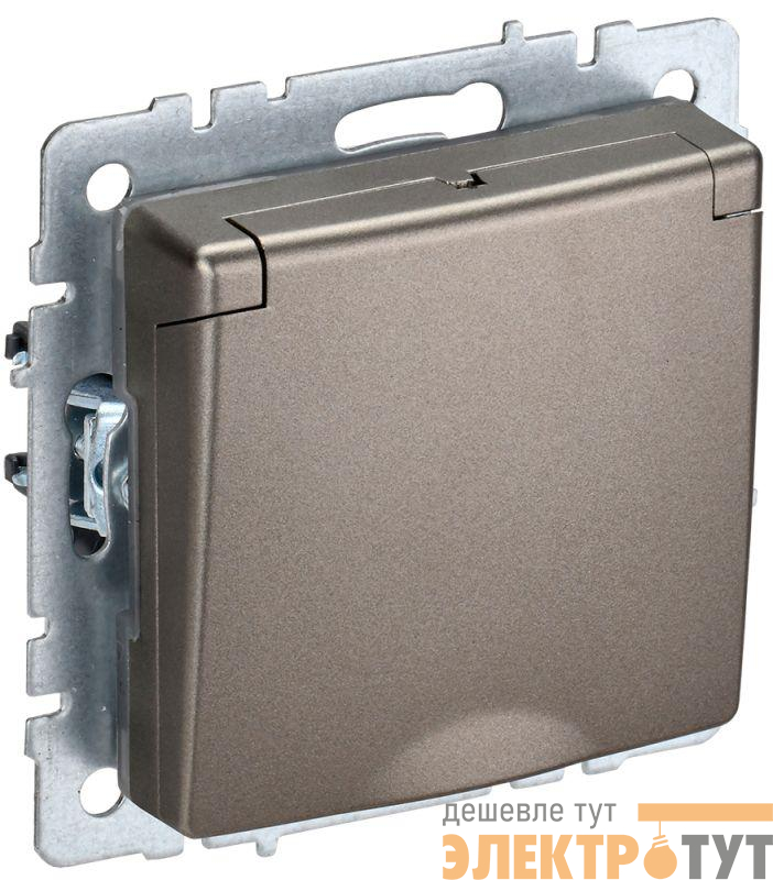 Розетка BRITE РСбш10-3-БрШ 16А IP20 с заземл. защ. шторки с крышкой механизм шампань IEK BR-R16-16-K37