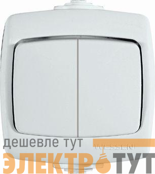 Выключатель 2-кл. ОП Рондо 10А IP44 250В бел. SchE VA510-228B-BI