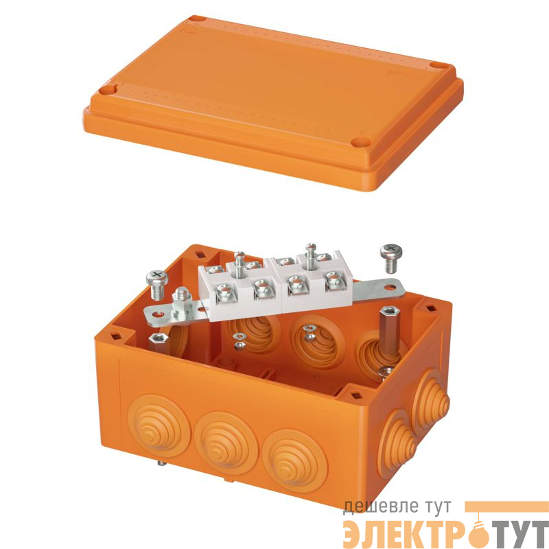 Коробка ответвительная FS 150х110х70мм IP55 4п 450В 32А 10кв.мм с кабельными вводами и клеммниками нерж. контакт пластик. DKC FSK21410