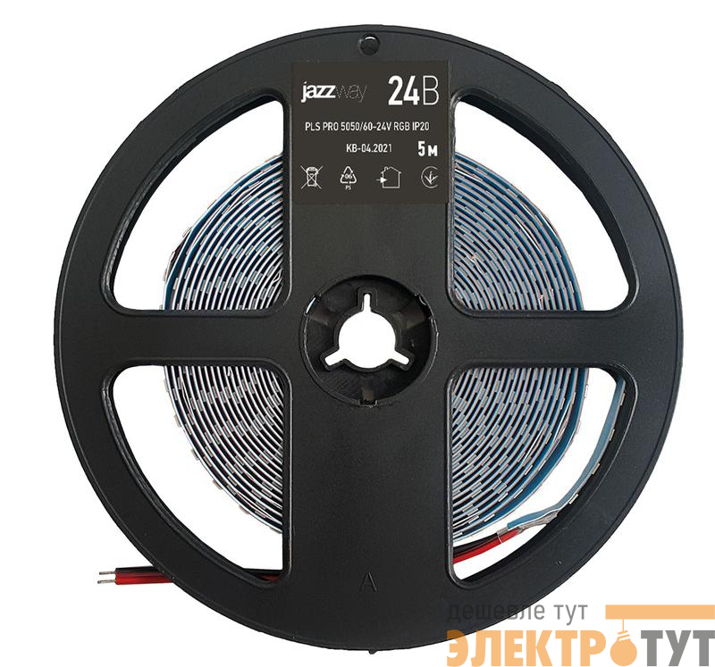 Лента светодиодная PLS 5050/60 RGB разноцвет. 24В IP20 (уп.5м) JazzWay 5033979