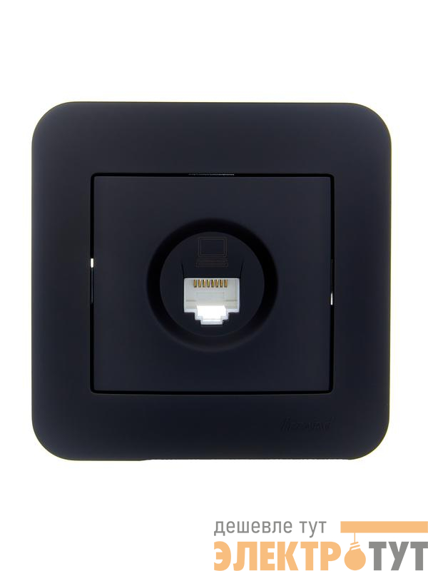 Розетка компьютерная 1-м СП ASTI IP20 RJ45 в сборе Cat 5e черн. бархат LEZARD 7081-4242-139