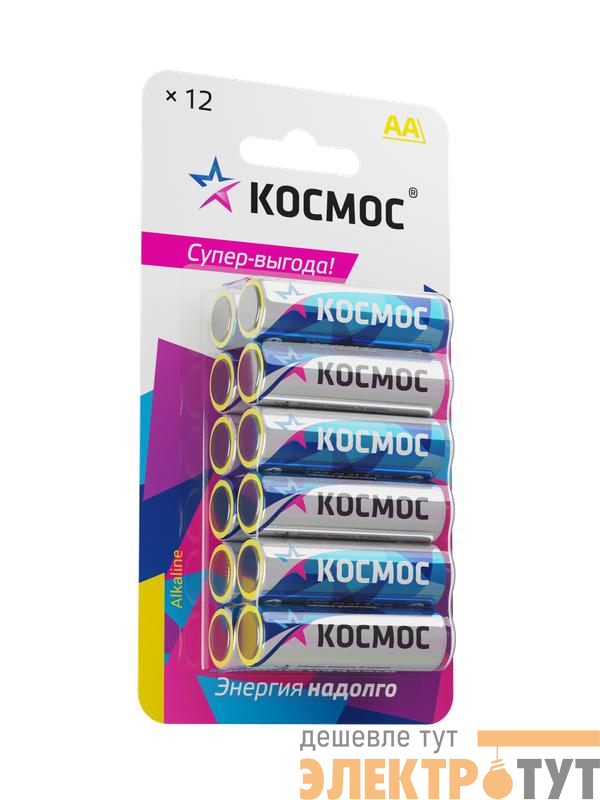 Элемент питания алкалиновый AA/LR6 BP-12 (блист.12шт) КОСМОС KOCLR6BL12