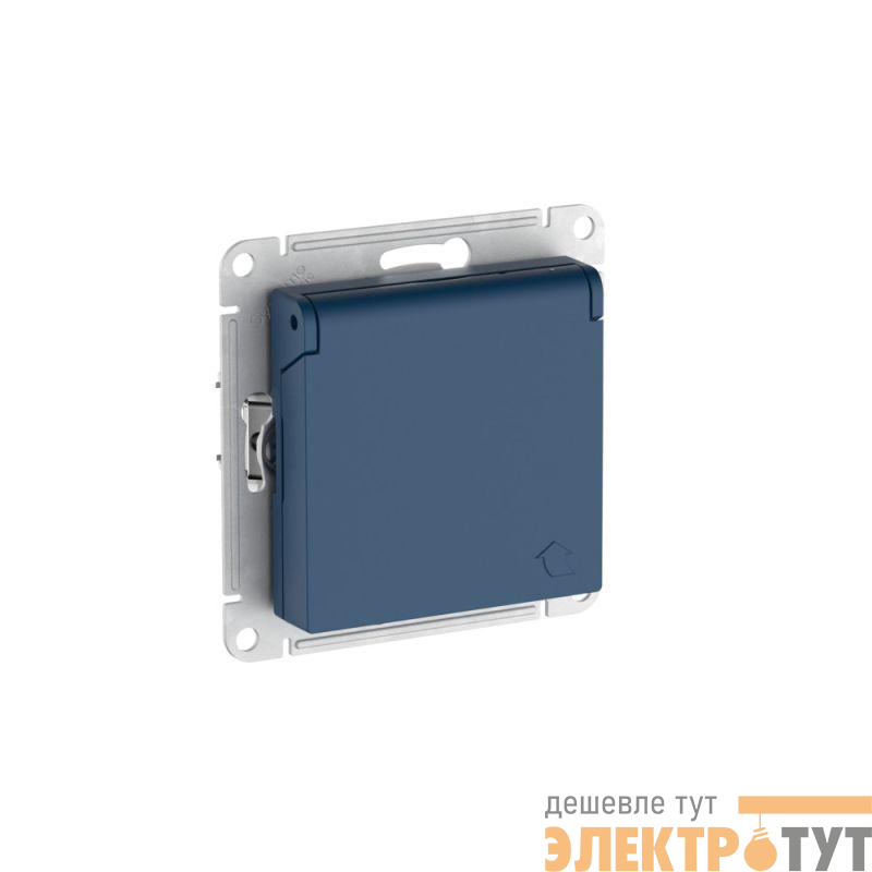 Розетка AtlasDesign 16А IP20 с заземл. защ. шторки с крышкой быстрозажим. клем. механизм аквамарин SE ATN001146S