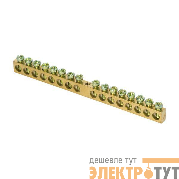 Шина PEN "ноль-земля" 6х9 16 отвер. латунь крепеж по центру PROxima EKF sn0-63-16