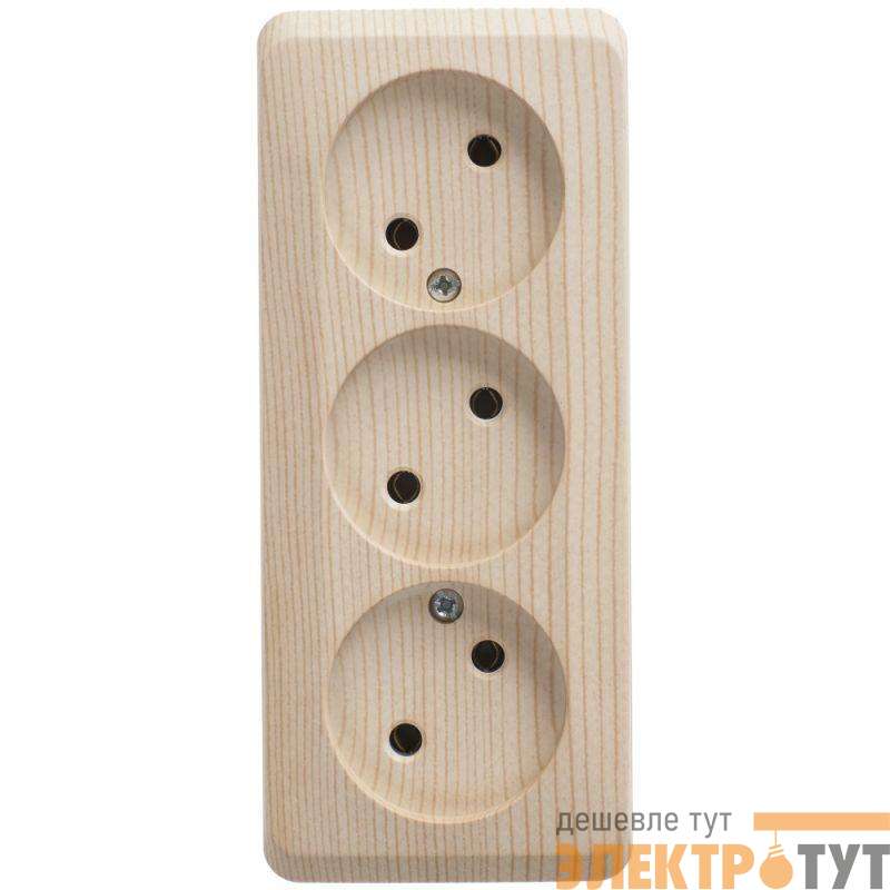 Розетка 3-м ОП Этюд 16А IP20 250В без заземл. без защ. шторок сосна SE PA16-009D