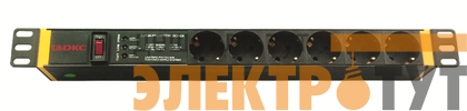 Блок распределения питания 6-м 16А Schuko вх. разъем Schuko для 19дюйм шкафов защита от перенапряж. с индикатором сети DKC R519SH6OPSHSP
