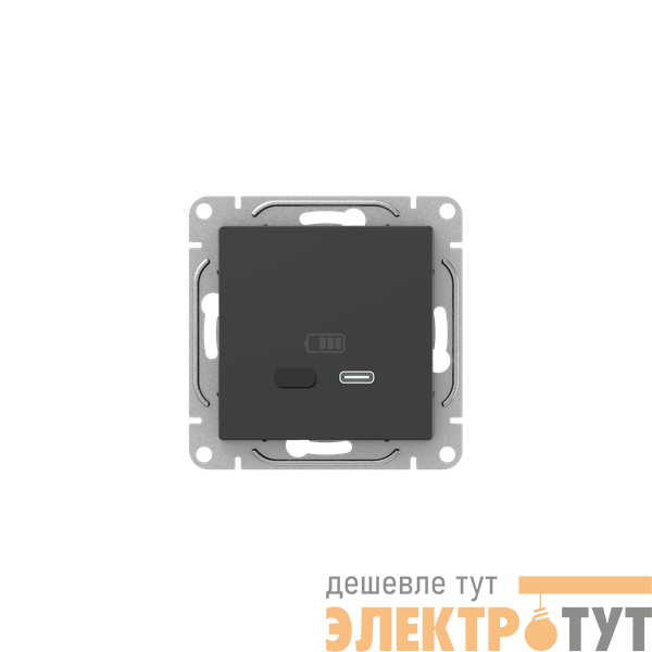 Розетка СП Эпика USB-С быстрая механизм черн. EKF UP1-SOB-USBCF