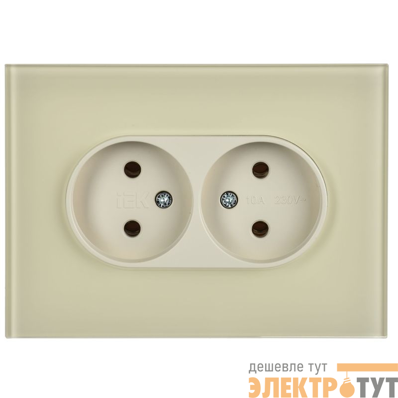 Розетка 2-м SKANDY 10А без заземл. без защ. шторок для плоской вилки SK-R03B беж. IEK SK-R20-10-K10