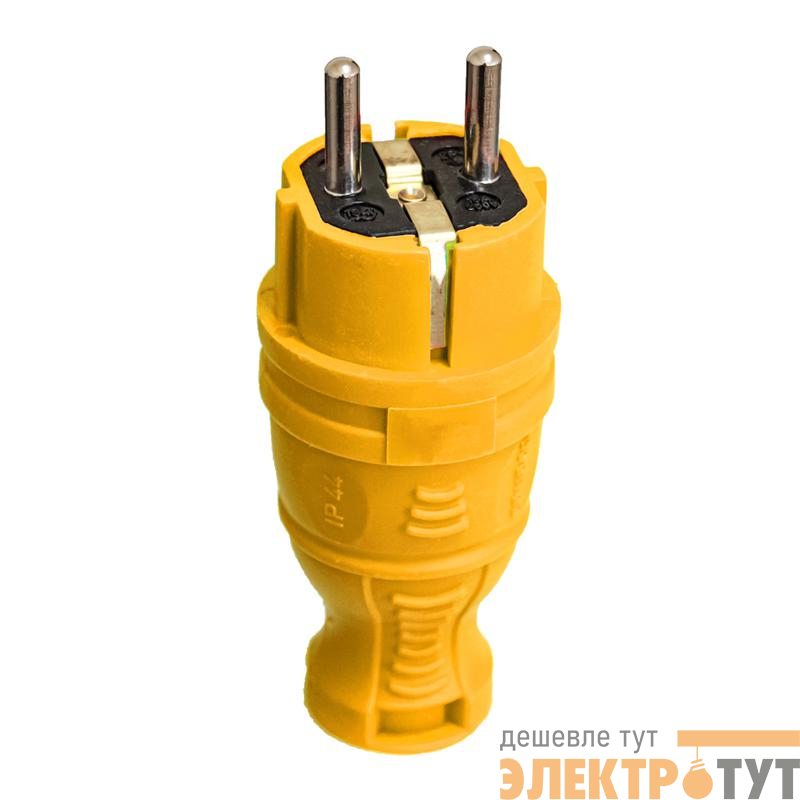 Вилка прямая с заземл. IP44 каучук желт. TOKOV TKE-C07-KV-Z