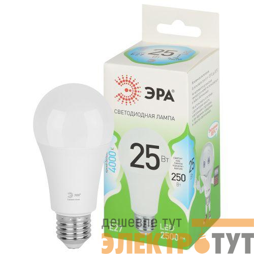 Лампа светодиодная GREEN LINE A60-25W-840-E27 GL 25Вт груша 4000К яркий свет бел. E27 Эра Б0067117