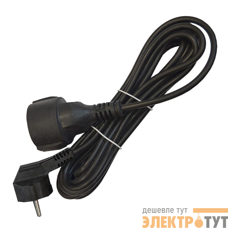 Удлинитель-шнур 1х5м с заземл. 16А IP20 ПВС 3х1 черн. DOMTOK 2359