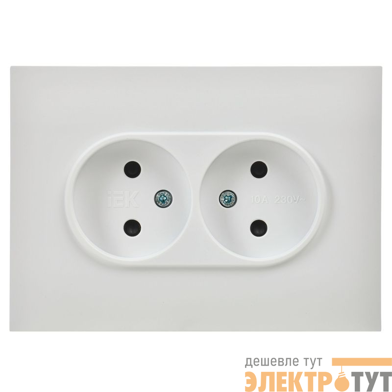 Розетка 2-м SKANDY 10А без заземл. защ. шторки в сборе SK-R09W арктич. бел. IEK SK-R23-10-K01-F