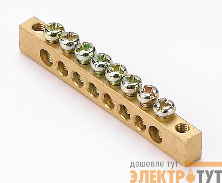 Шина нулевая 8 групп/крепеж по краям 6х9мм DEKraft 32002DEK