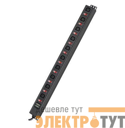 Блок распределения питания 10-м 10А C13 вх. разъем C1 для 19дюйм шкафов вертикал. защита от перенапряж. с индикатором сети DKC R519IEC10SWCD