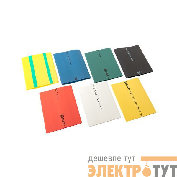 Набор трубок термоусадочных ТУТ нг тонкостен. 50/25 (7 цветов по 3шт 100мм) EKF tut-n-50