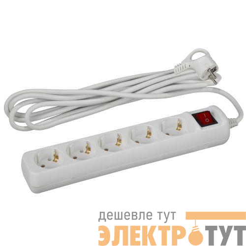 Удлинитель 5х3м с заземл. 16А IP20 U-5es-3m-3х1 ПВС 3х1 с выкл. Эра Б0028382