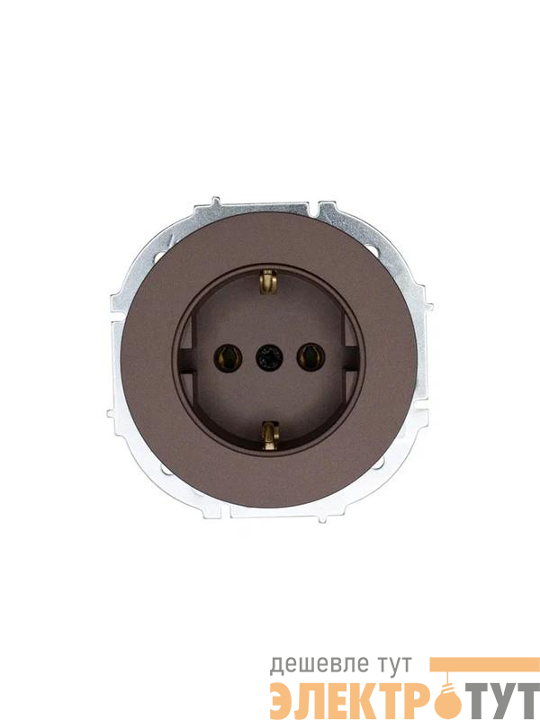 Розетка 1-м OSEN IP20 16А с заземл. ПБТ механизм шоколад LEZARD 743-7388-122B