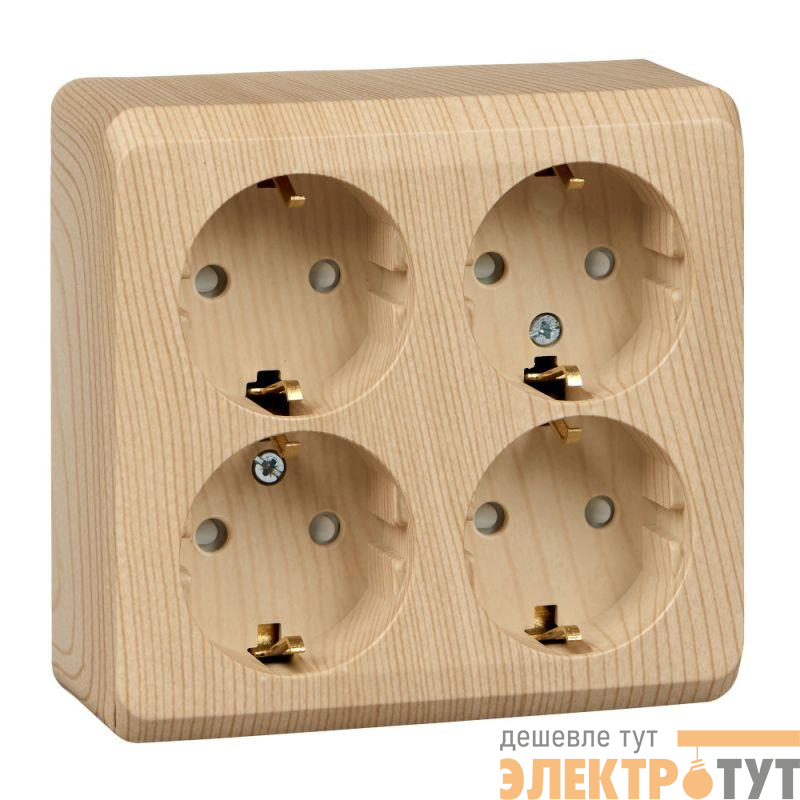 Розетка 4-м ОП Этюд 16А 250В с заземл. с заземл. защ. шторки сосна SE PA16-208D