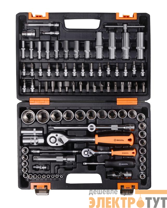 Набор инструментов АВТО 1/2дюйм 1/4дюйм CrV в кейсе 94 предмета Вихрь 73/6/7/7