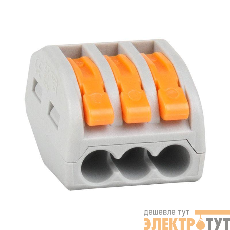 Клемма строительно-монтажная OptiKit СМК 222-413 с рычагом 3 отверстия 0.2-2.5(4.0)кв.мм КЭАЗ 351063