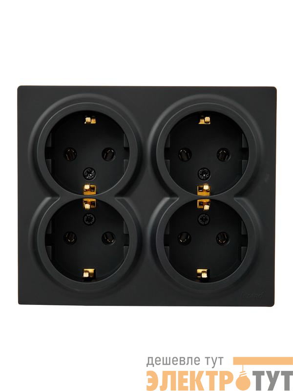 Розетка 4-м ОП LETO с заземл. закрытый корпус ПБТ черн. бархат LEZARD 752-4200-127BDP