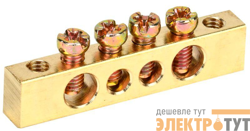 Шина PEN "земля-ноль" 6х9мм 4/2 (4группы/крепеж по краям) IEK YNN11-04-100