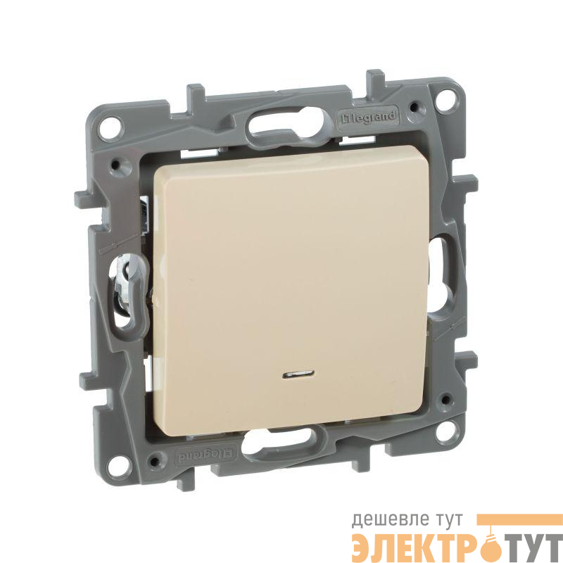 Выключатель 1-кл. СП Etika 10А IP20 250В 10AX с подсветкой/индикацией безвинтов. зажимы механизм сл. кость IEK 672303