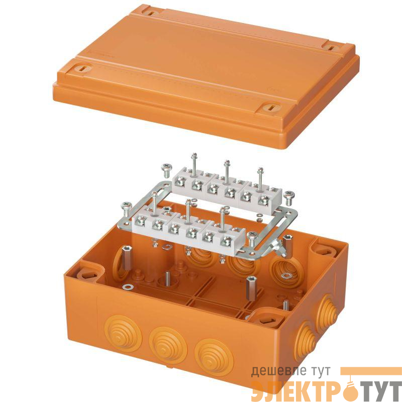 Коробка пластиковая FS с кабельными вводами и клеммниками IP55 240х190х90мм 12р 450V 32A 10кв.мм DKC FSK411210