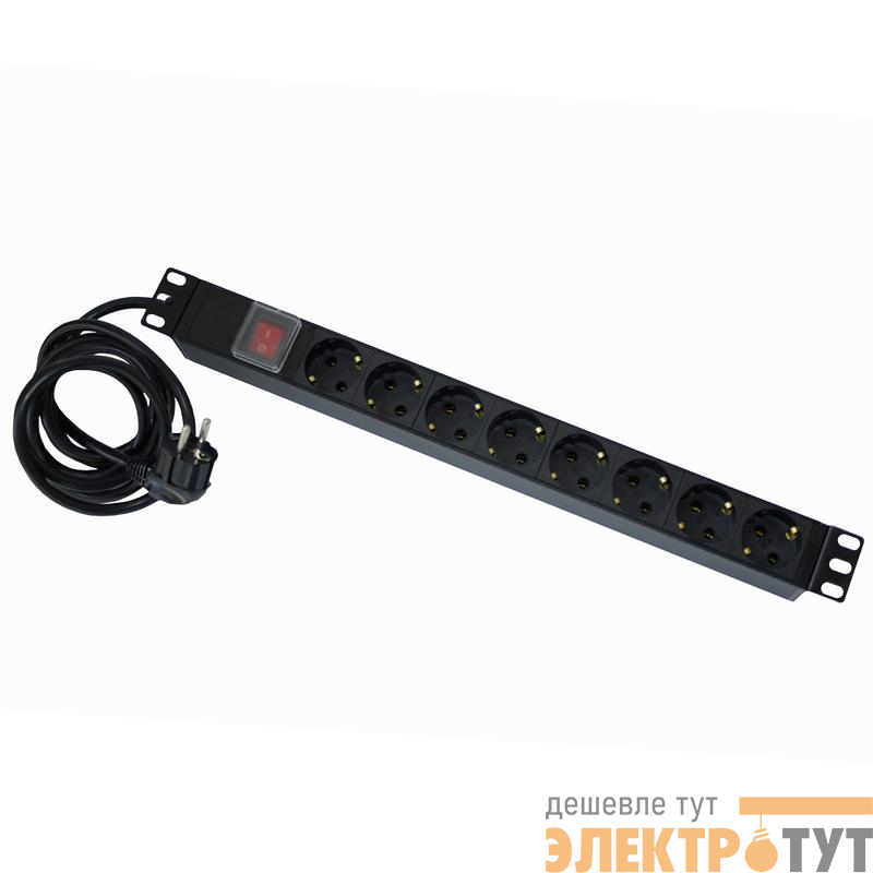 Блок распределения питания 19дюйм 16А/250В 8 розеток (Schuko) SUPRLAN 05-0419