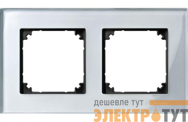 Рамка 2-м Merten стеклянная бриллиант серебро SchE MTN4020-3260