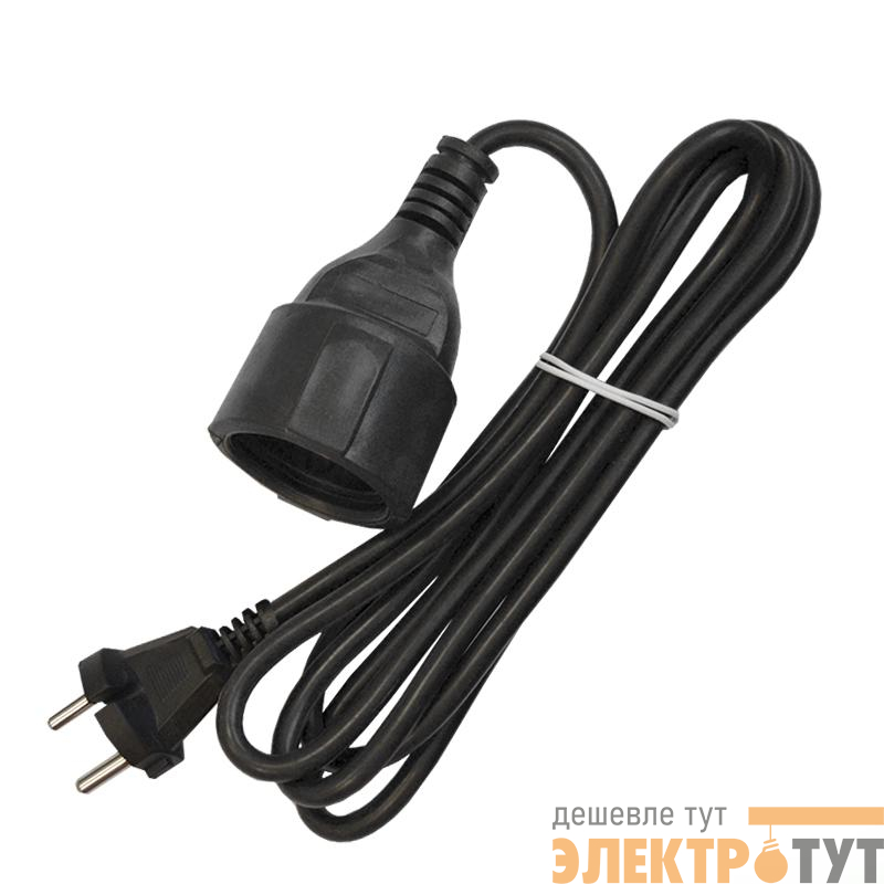 Удлинитель-шнур 1х2м без заземл. 10А IP20 ПВС 2х1 черн. DOMTOK 2338