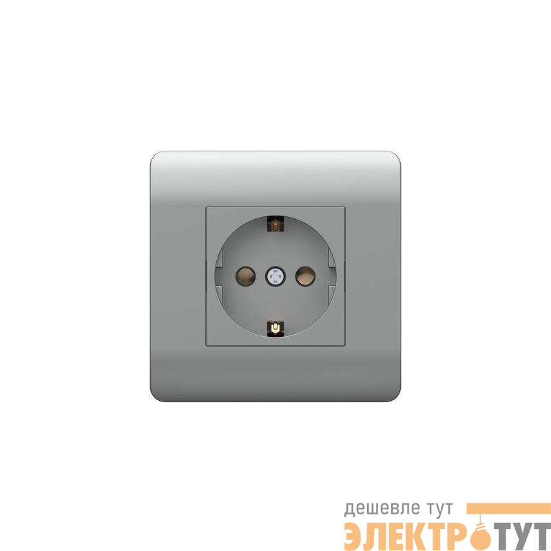 Розетка NEW3-E 16А с заземл. защ. шторки серебр. CHINT 431405