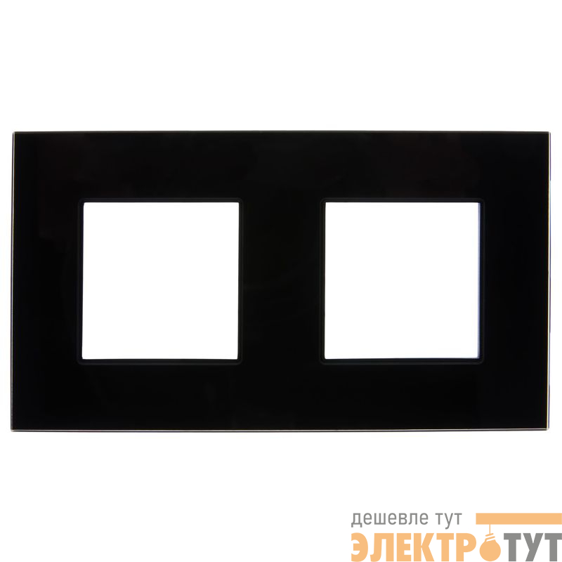 Рамка 2-м SKANDY SK-F22Bl стекло черн. IEK SK-M22-G-K02